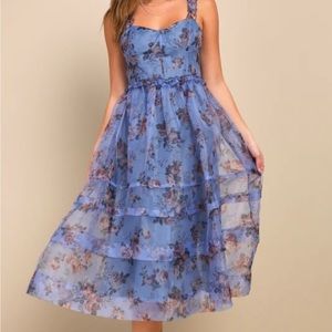 Lulus Blue Floral Dress Size XS